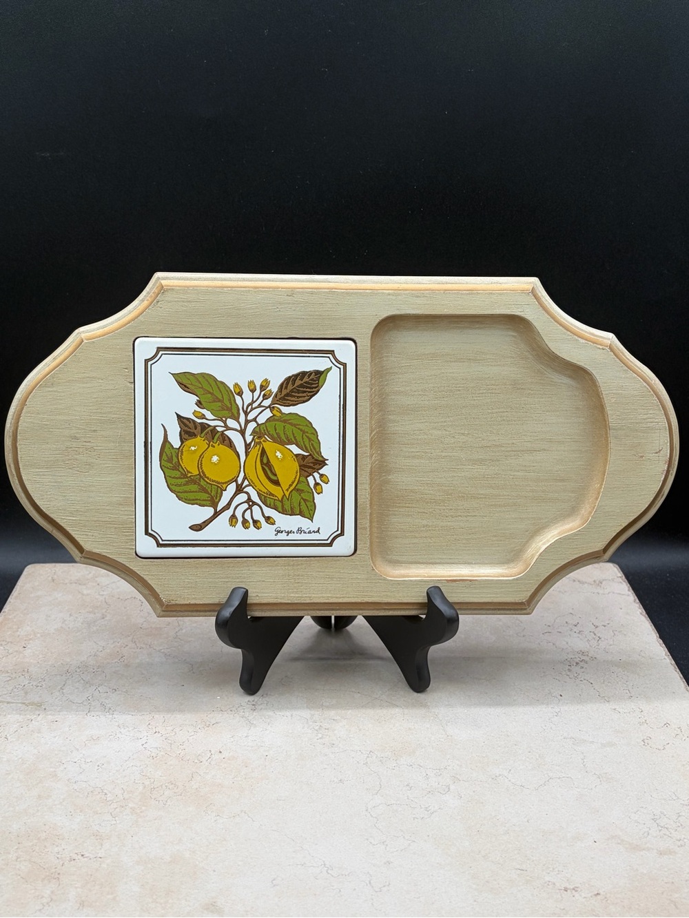 1960'S Georges Briard Lemontree Cheese Plate With Tile Charcuterie